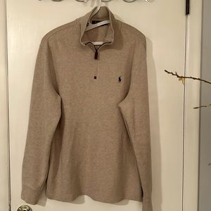Polo Ralph Lauren Tan Qtr Zip Sweater Mens Medium